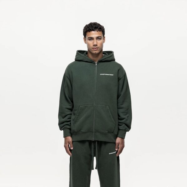 GOOD FOR NOTHING Sudadera " VINTAGE WASHED GREEN ZIP HOODIE " verde