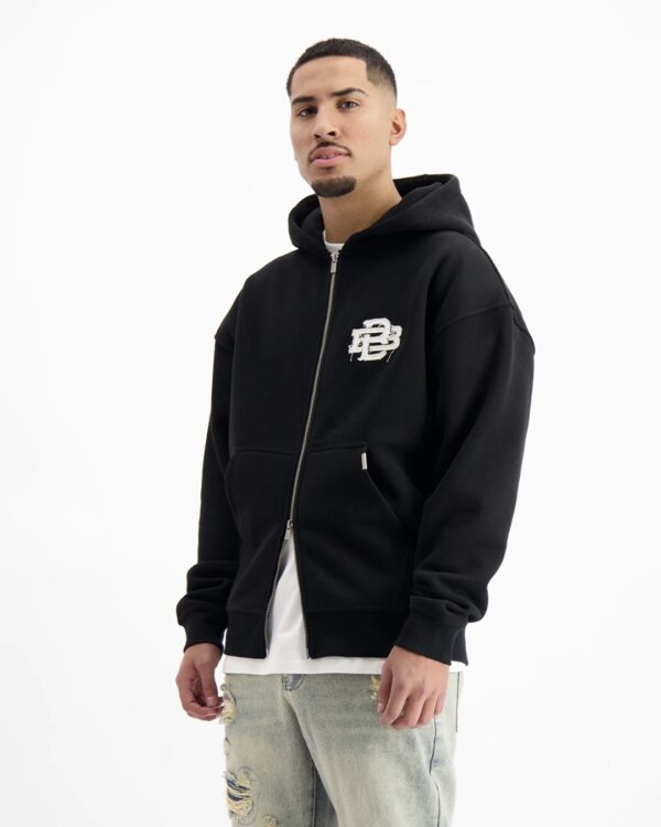 BLACK BANANASSudadera"RIPPED ZIP HOODIE"color negro