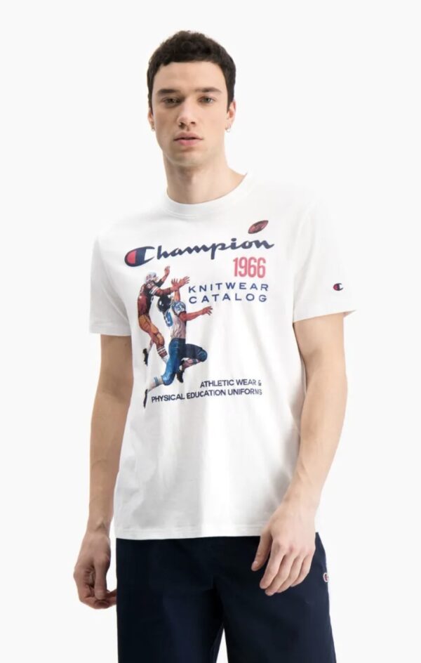 Camiseta CHAMPION "Vintage Cover Print" color blanco