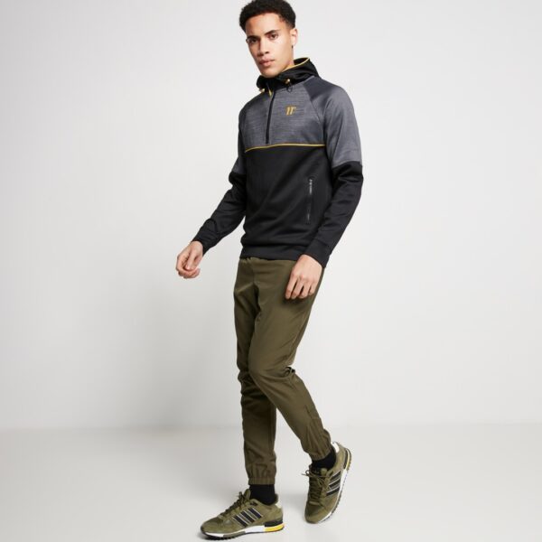 11 DEGREES Sudadera " Cut And Sew Pipped Quarter Zip " color negro-gris