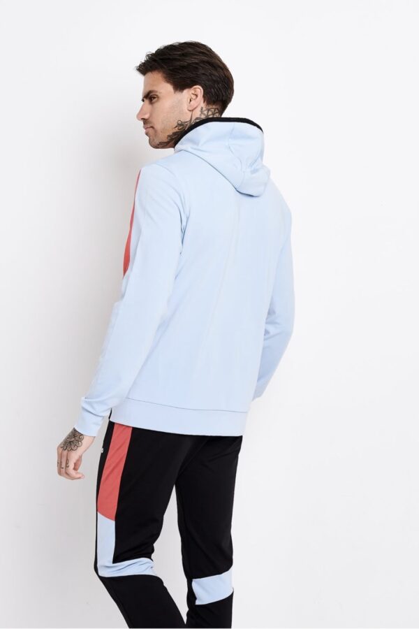 Sudadera 11º Poly con capucha y cremallera " Cut and sew colour block" en color azul-rojo-negro