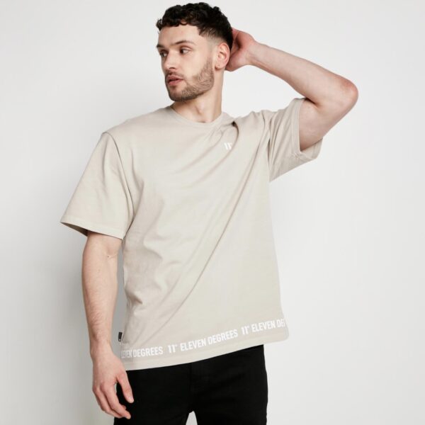 11 DEGREES Camiseta " Washed Hem Print " color beige
