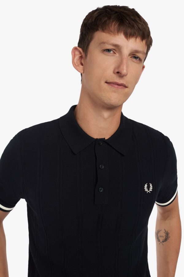 FRED PERRY Polo " Tipping Textured Knitted " color negro