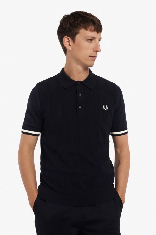 FRED PERRY Polo " Tipping Textured Knitted " color negro