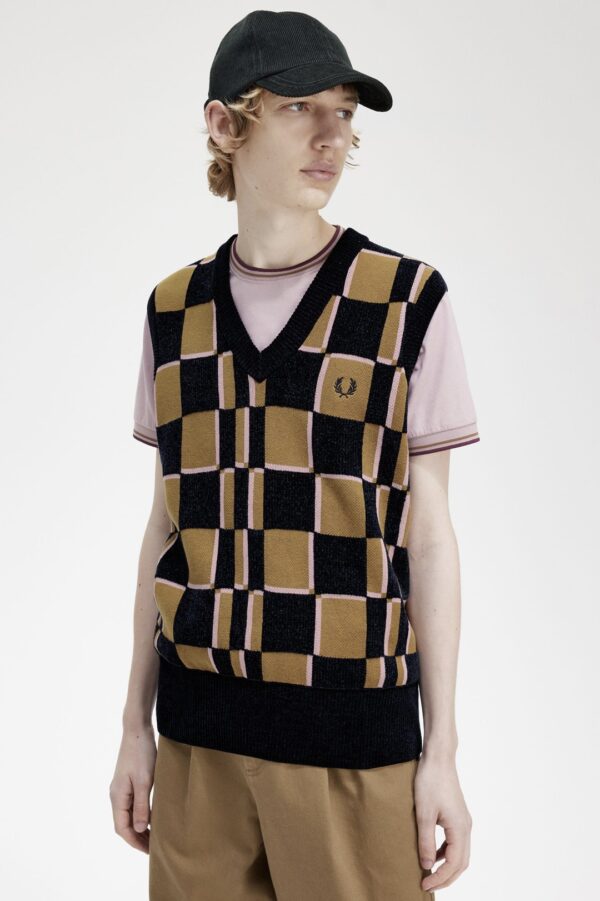 FRED PERRY Chaleco " Glitch Chequerboard Tank " cuadros