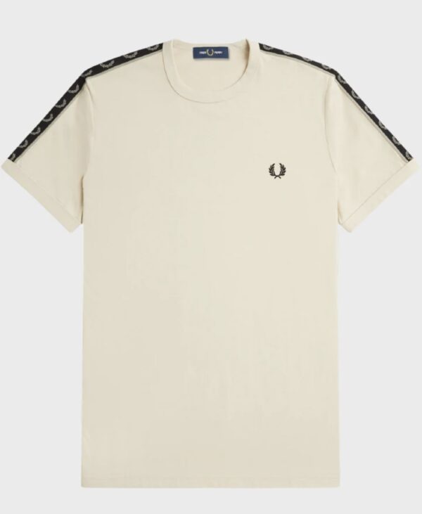 FRED PERRY Camiseta " CONTRAST TAPE RINGER T-SHIRT " color blanco roto