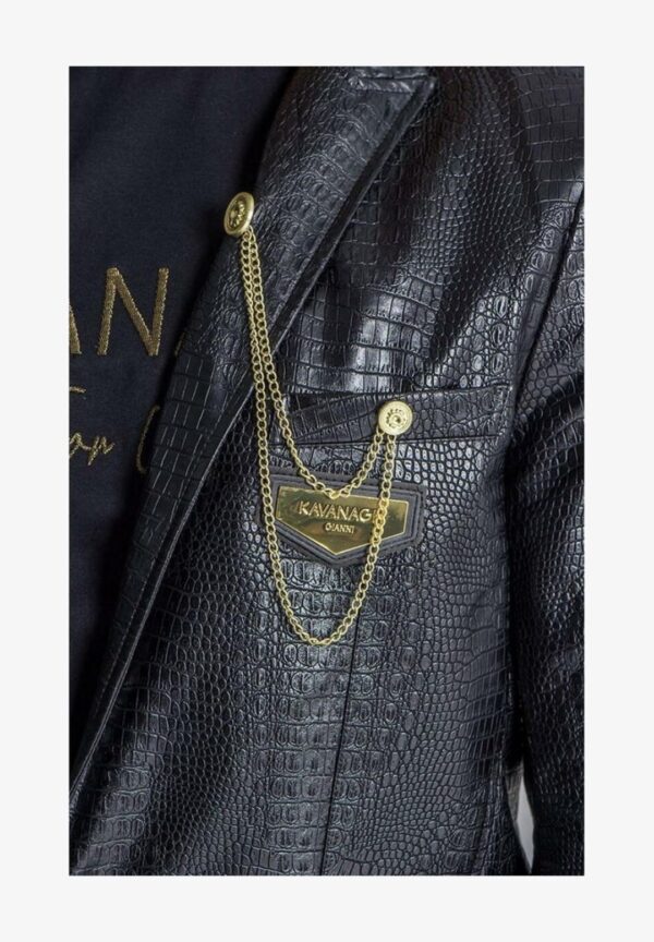 GIANNI KAVANAGH Americana efecto piel de cocodrilo " Crocodile " color negro