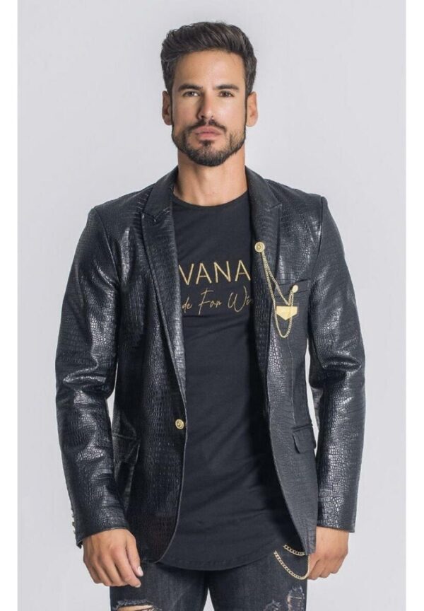 GIANNI KAVANAGH Americana efecto piel de cocodrilo " Crocodile " color negro