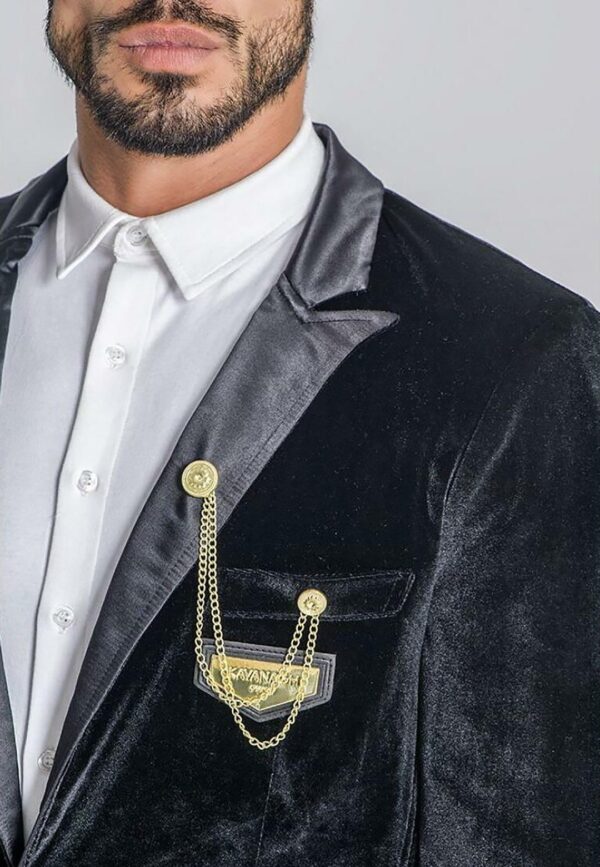 GIANNI KAVANGH Americana de terciopelo color negro