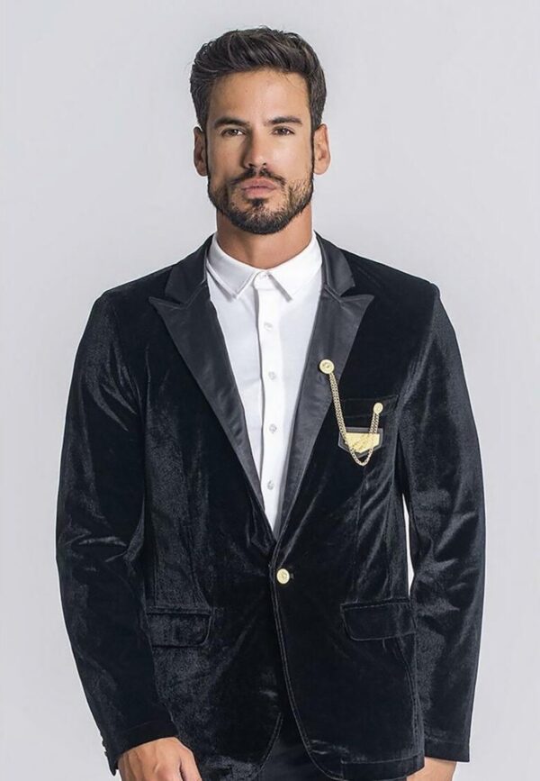 GIANNI KAVANGH Americana de terciopelo color negro