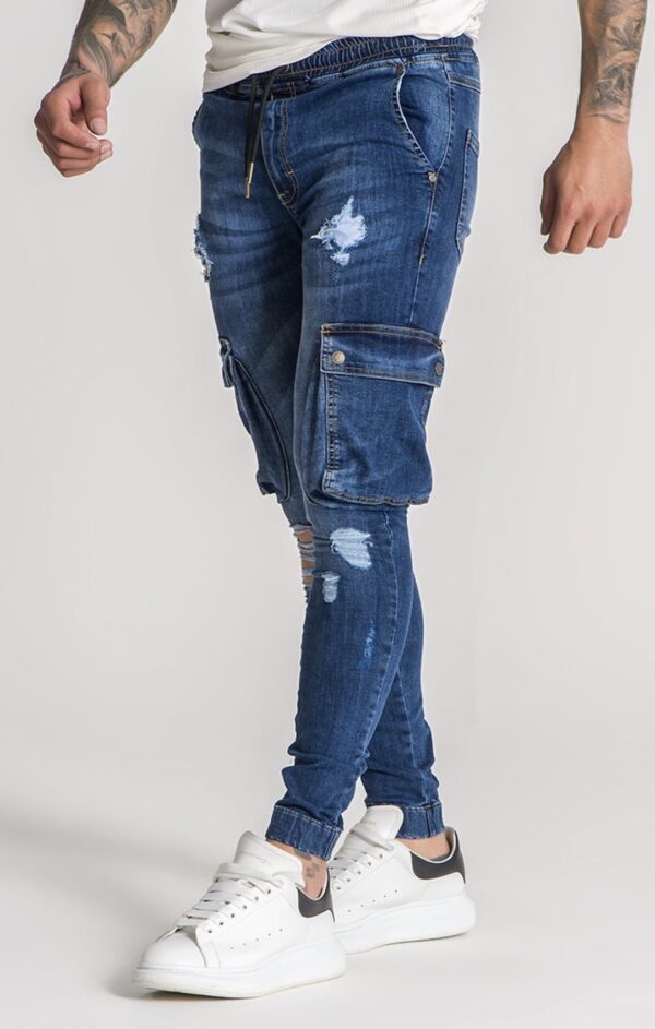 Pantalon GIANNI KAVANAGH " Cargo" con rotos  color Azul