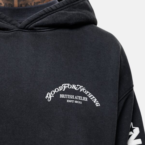 GOOD FOR NOTHINGSudadera"Liberty Washed Black Hoodie"color negro