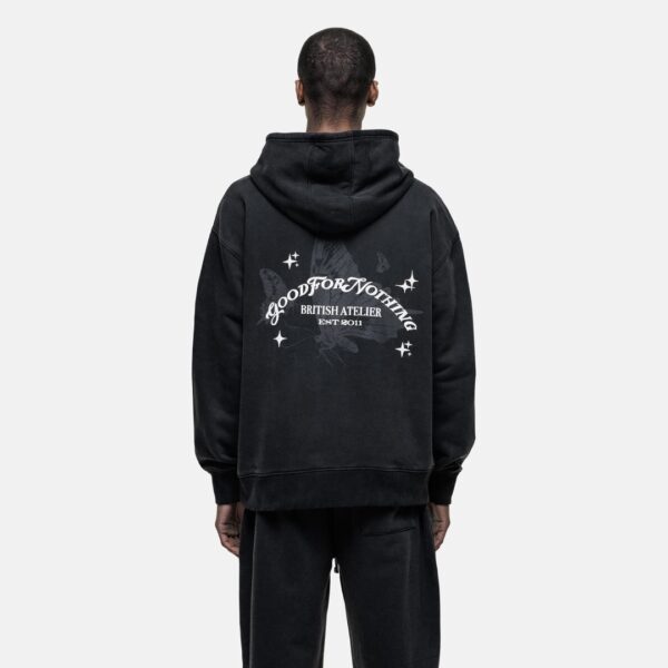 GOOD FOR NOTHINGSudadera"Liberty Washed Black Hoodie"color negro