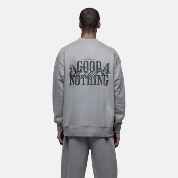 GOOD FOR NOTHINGSudadera"Dakota Butterfly Grey Sweatshirt"color gris