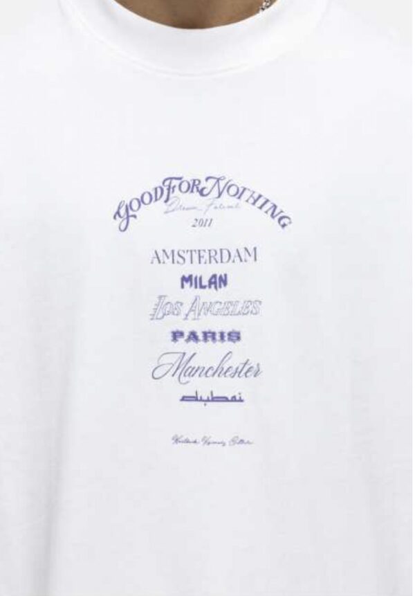 GOOD FOR NOTHING Camiseta " OVERSIZED DISTRICT WHITE T-SHIRT" color blanco