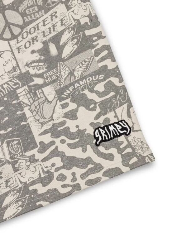 GRIMEY Bermuda " PEACE WITHIN ALL OVER PRINT BAGGY SWEATSHORTS " color gris