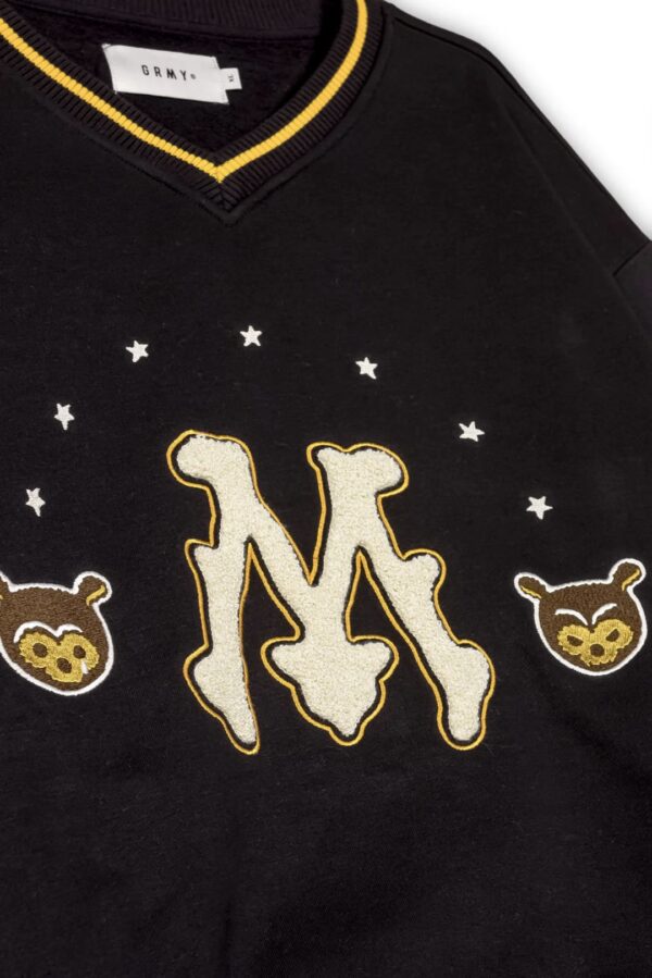 GRIMEYSudadera"MUD'S THE RESIDENCE V NECK VINTAGE CREWNECK"color negro