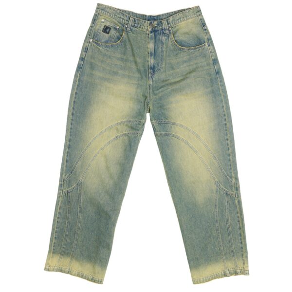 KARL KANI Pantalon " Og Washed Wavy Seams Denim Baggy Pants dark blue/green " color azul