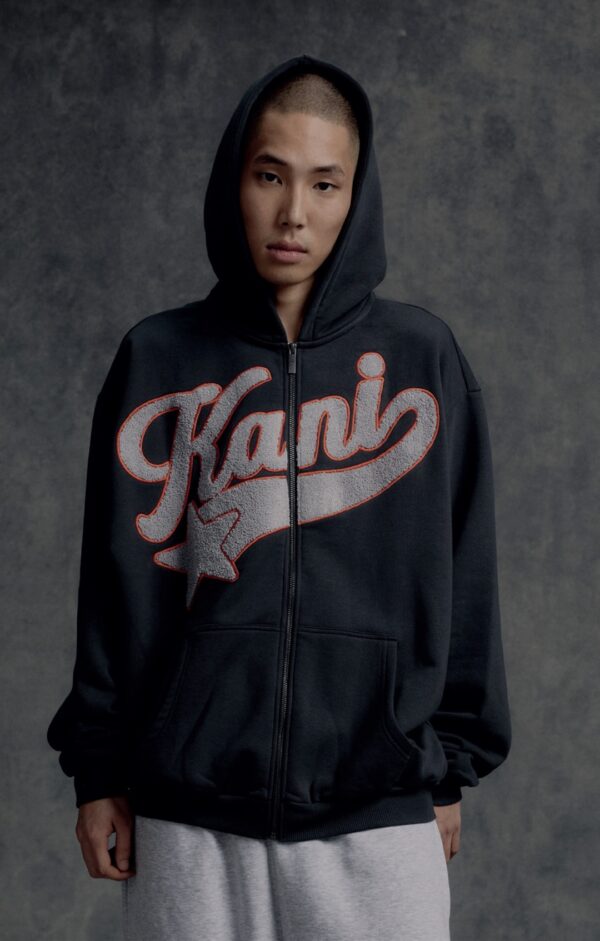 KARL KANI Sudadera " Kani Star Logo Os Full Zip Hoodie anthracite/light grey " color gris