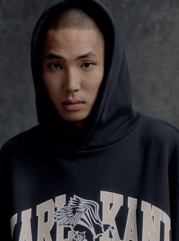 KARL KANI Sudadera " Og Eagle Print Os Hoodie anthracite/light sand " color gris