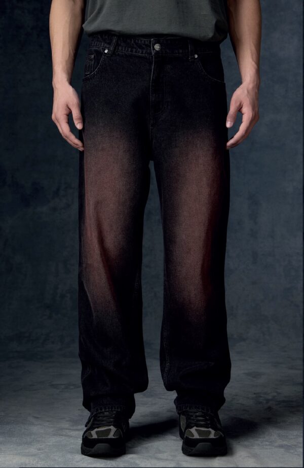 KARL KANI Pantalon " K Color Spray Denim " color negro-rojo