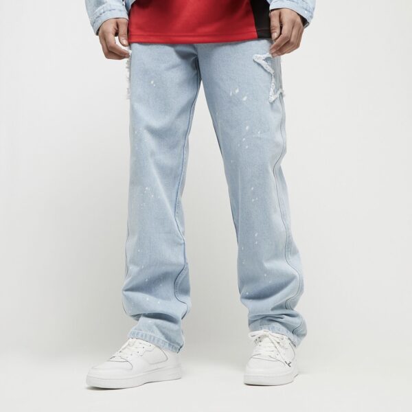 KARL KANI Pantalon " Og Baggy Five Pocket Paintsplatter Denim Bleached blue/white " denim azul