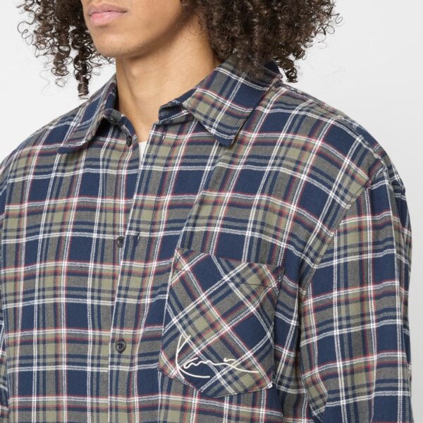 KARL KANICamisa"Small Signature Cropped Check Shirt"color azul