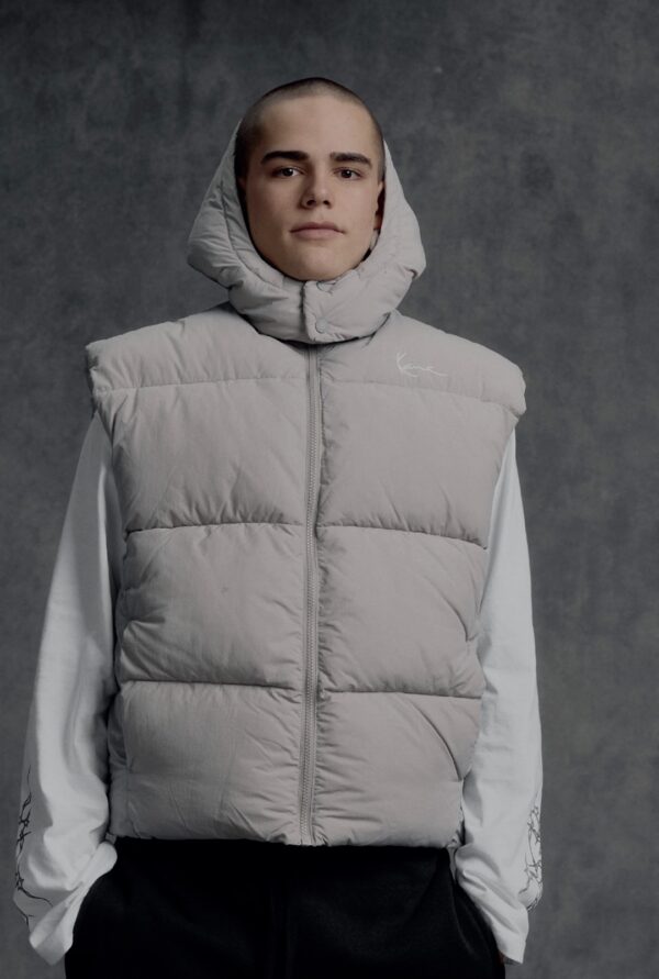 KARL KANI Chaleco " Small Signature Puffer Vest light grey " color gris