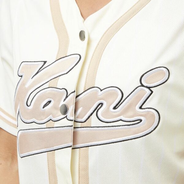 KARL KANI Camiseta " KK Varsity Pinstripe Baseball Shirt off white/white " color blanco