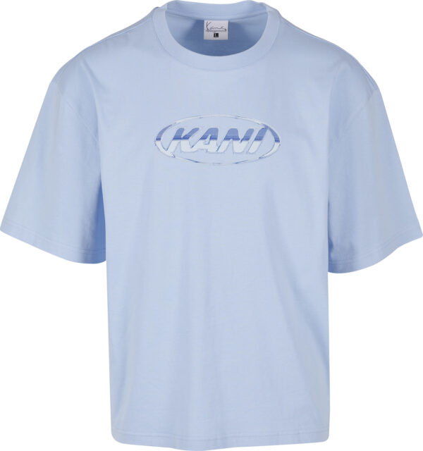 KARL KANI Camiseta "Woven SignaTurkeye Chrome Logo Crop Tee light blue"color azul