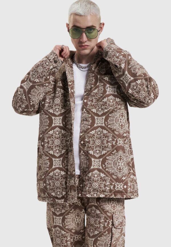 KARL KANI Sobrecamisa " KK Chest Signature Washed Ribstop Shirt Jacket brown "