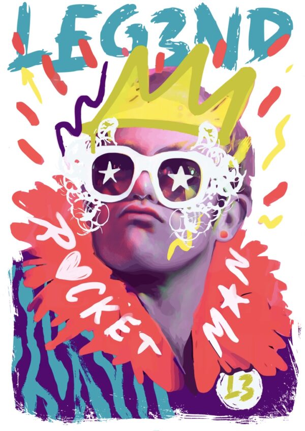 LEG3END Camiseta " ROCKETMAN " Coleccion Epic Music color blanco