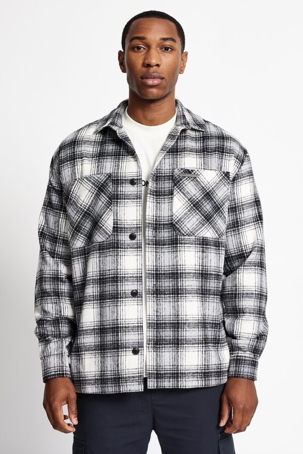 MADISON BARCLAYS Sobrecamisa " WALL ST FLANNEL SHIRT " cuadros negro-blanco