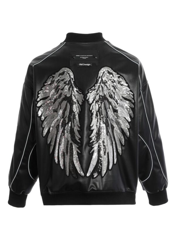 MOD WAVE MOVEMENTChaqueta"STRASS WINGS LEATHER JACKET"color negro