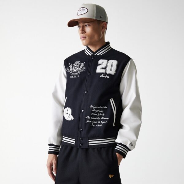NEW ERAChaqueta"NE PATCH VARISTY NEWERA BLK"color negro