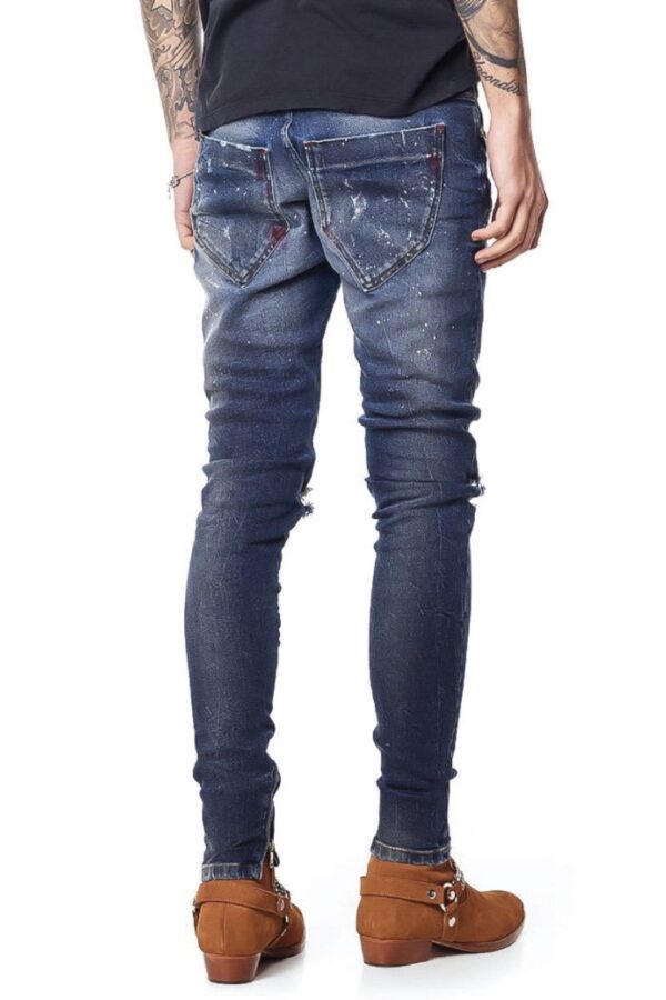 Pantalones RED HOUSE lavados con rotos color denim azul