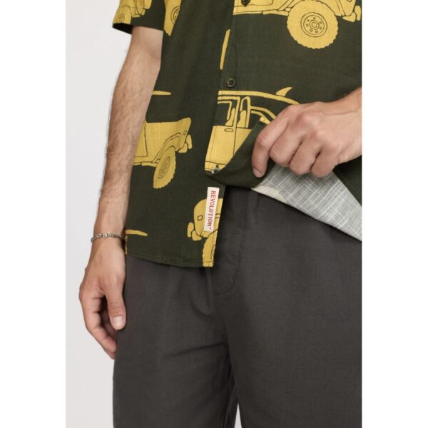 REVOLUTION Camisa "Terry Short-sleeved Cuban Shirt" estampado verde