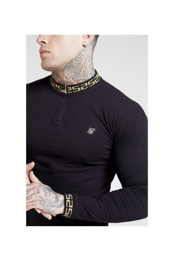 SIKSILK Polo manga larga " Rib Chain " color negro