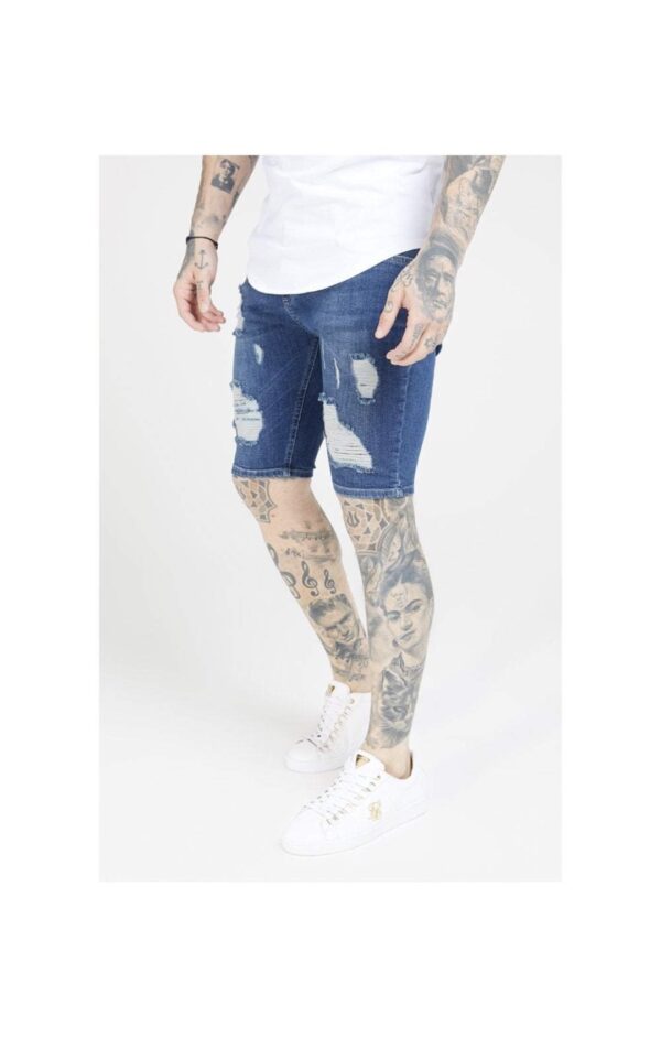 SIKSILK Bermuda " Distressed " color denim azul