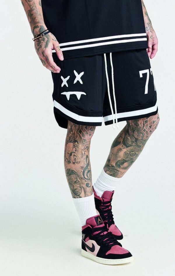 SIKSILK Bermuda " x Steve Aoki Mesh Baseball " color negro