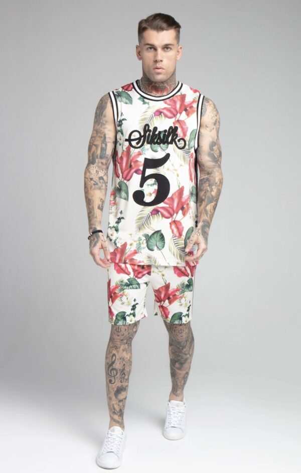 SIKSILK Bermuda " Retro Tropics Tape " estampado floral