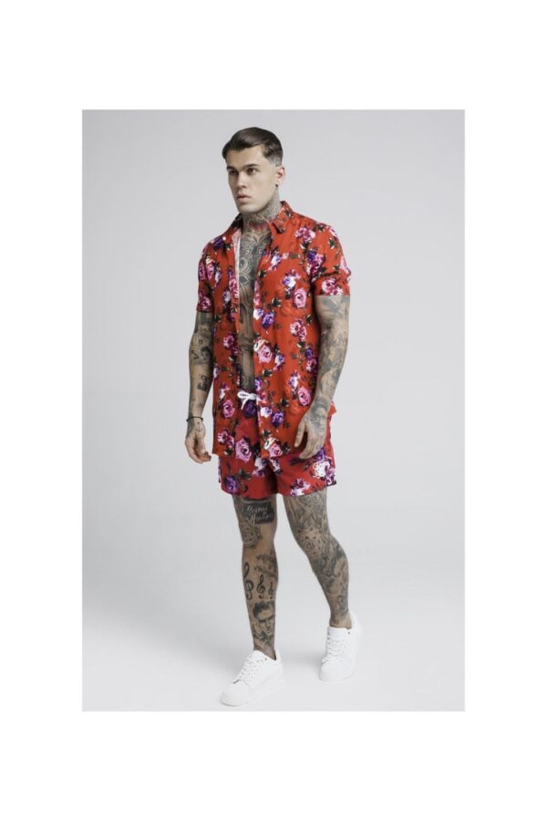 SIKSILK Bañador color rojo estampado
