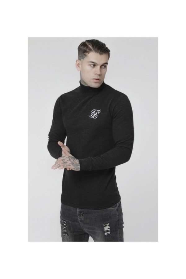 SIKSILK Jersey cuello alto color negro