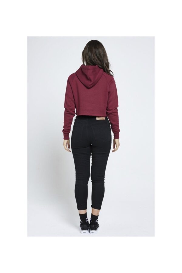 SIKSILK Sudadera corta con capucha color burdeos