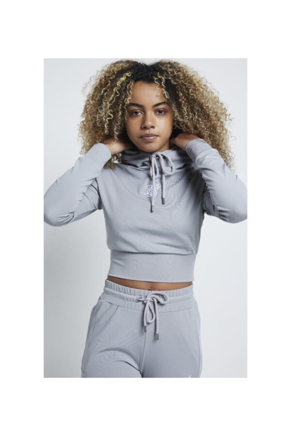 SIKSILK Sudadera corta poly " Zonal " color gris