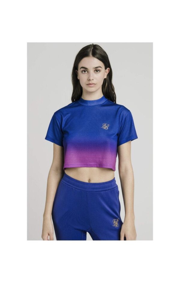 SIKSILK Camiseta " Fade Croped " color azul degradado
