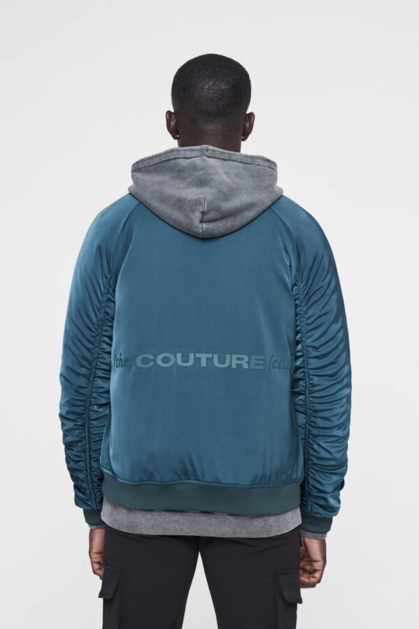 THE COUTURE CLUB Bomber " Satin Zip Detail Ruched " color azul