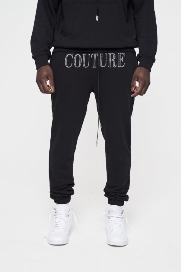 THE COUTURE CLUB Pantalon " Leather Aplique " color negro