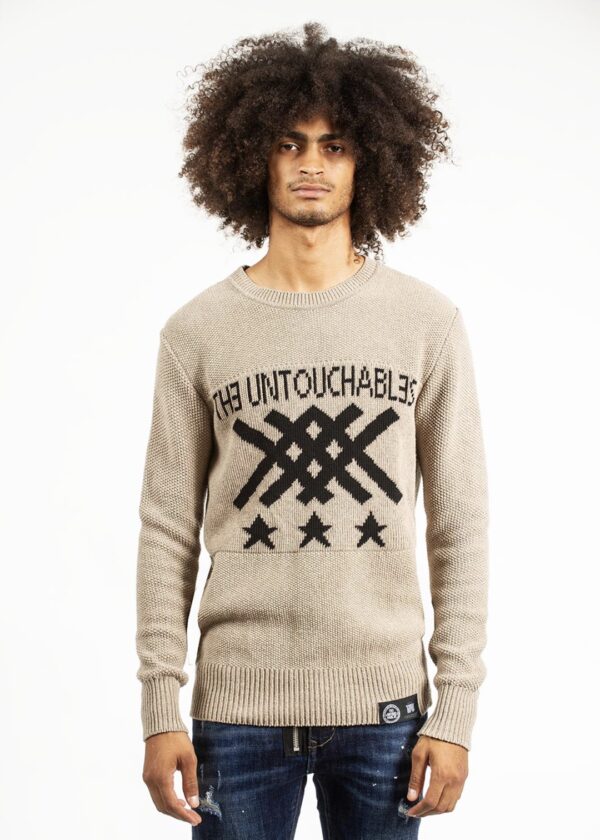 THE UNTOUCHABLES Jersey " KNITWEAR LOGO STREET " color beige