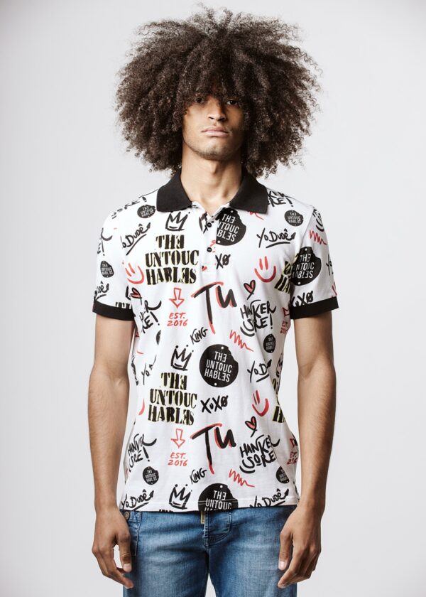 Polo THEUNTOUCHABLES " Street Paint " color blanco